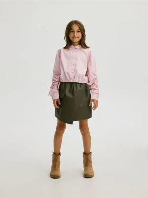 Reserved - Spódnica z imitacji skóry - jasnozielony