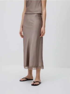 Reserved - Spódnica z koronką - brązowy