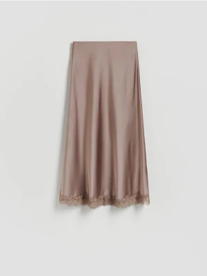 Reserved - Spódnica z koronką - brązowy