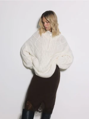 Reserved - Spódnica z koronką - ciemnobrązowy