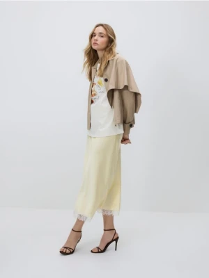 Reserved - Spódnica z koronką - jasnożółty