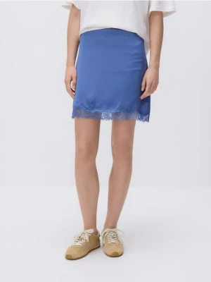 Reserved - Spódnica z koronką - niebieski