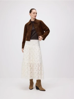Reserved - Spódnica z koronką - złamana biel