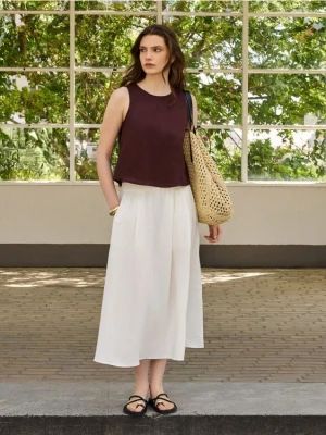 Reserved - Spódnica z lnem - biały