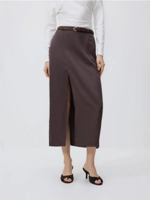 Reserved - Spódnica z lyocellem - ciemnobrązowy