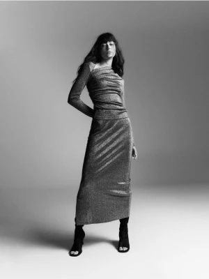 Reserved - Spódnica z metalizowaną nicią - ciemnoszary