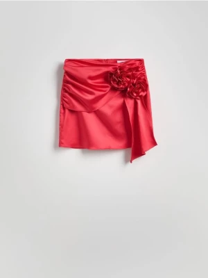 Reserved - Spódnica z naszywanymi kwiatami - czerwony