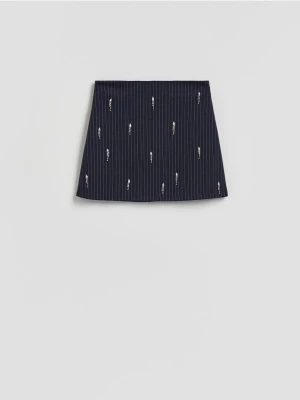 Reserved - Spódnica z ozdobna aplikacją - granatowy