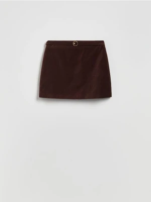 Reserved - Spódnica z ozdobnym paskiem - ciemnobrązowy