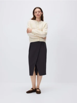 Reserved - Spódnica z ozdobnym rozcięciem - ciemnobrązowy