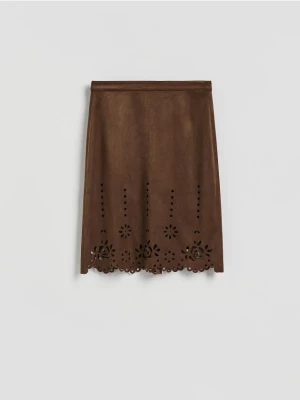 Reserved - Spódnica z ozdobnym wycięciem - brązowy