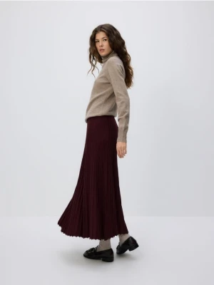 Reserved - Spódnica z prążkowanej dzianiny - mahoniowy