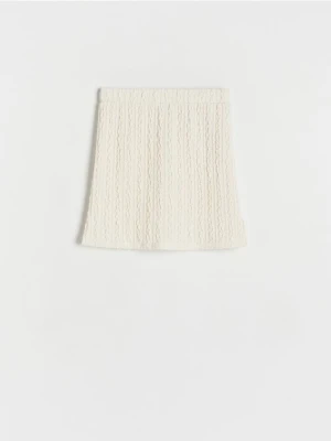 Reserved - Spódnica ze strukturalnej dzianiny - kremowy