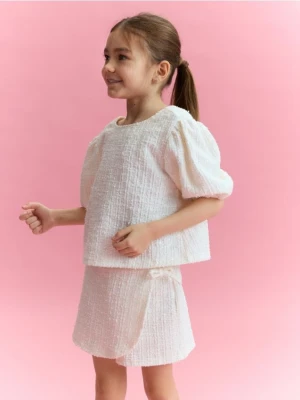 Reserved - Spódnico-spodenki z zakładką - złamana biel