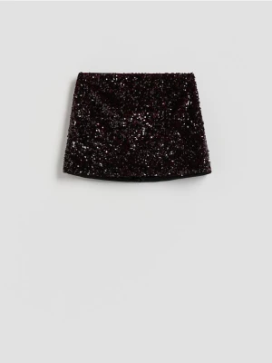 Reserved - Spódnico-szorty z cekinami - mahoniowy