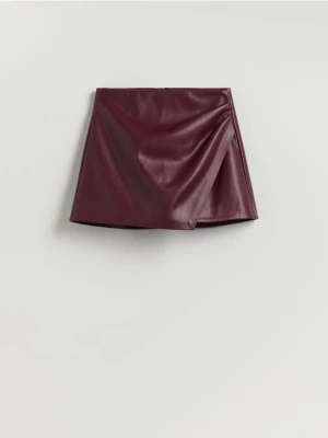 Reserved - Spódnico-szorty z imitacji skóry - burgundowy