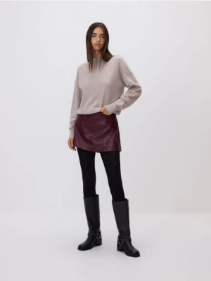 Reserved - Spódnico-szorty z imitacji skóry - burgundowy