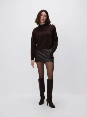Reserved - Spódnico-szorty z imitacji skóry - ciemnobrązowy