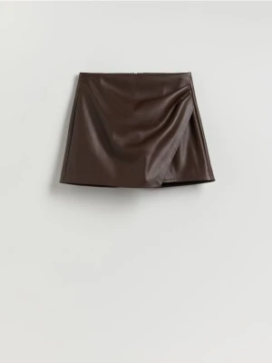 Reserved - Spódnico-szorty z imitacji skóry - ciemnobrązowy