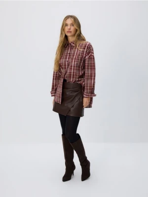 Reserved - Spódnico-szorty z imitacji skóry - ciemnobrązowy