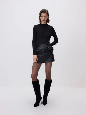 Reserved - Spódnico-szorty z imitacji skóry - czarny