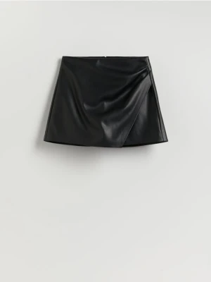 Reserved - Spódnico-szorty z imitacji skóry - czarny