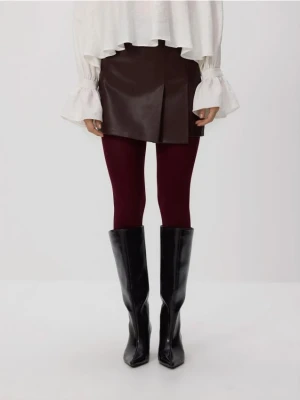 Reserved - Spódnico-szorty z imitacji skóry - mahoniowy