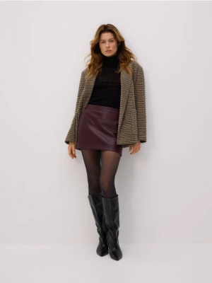 Reserved - Spódnico-szorty z imitacji skóry - mahoniowy