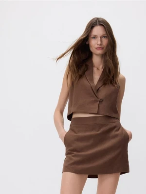 Reserved - Spódnico-szorty z lnem - ciemnobrązowy