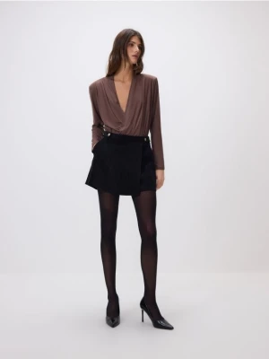 Zdjęcie produktu Reserved - Spódnico-szorty z ozdobnymi guzikami - czarny