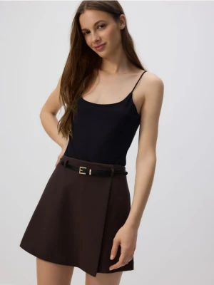 Reserved - Spódnico-szorty z paskiem - ciemnobrązowy