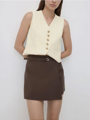 Reserved - Spódnico-szorty z paskiem - ciemnobrązowy