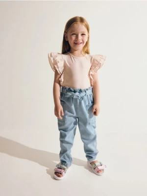 Reserved - Spodnie baggy z paskiem - niebieski