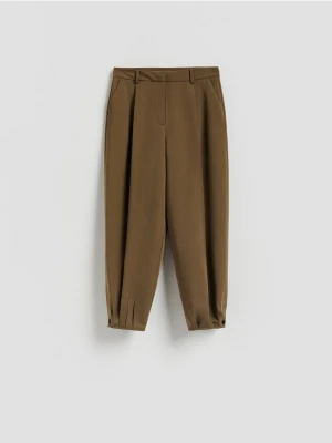 Reserved - Spodnie balloon z zakładkami - oliwkowy