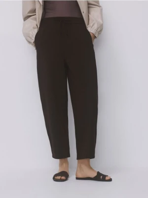 Reserved - Spodnie barrel leg - ciemnobrązowy