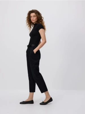 Reserved - Spodnie barrel leg z paskiem - czarny