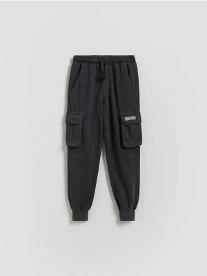 Reserved - Joggery cargo z efektem sprania - ciemnoszary