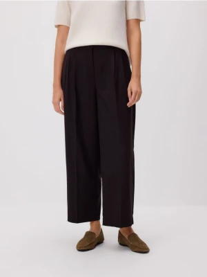 Reserved - Spodnie carrot fit - ciemnobrązowy