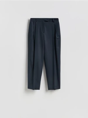 Reserved - Spodnie carrot z dodatkiem wełny - granatowy