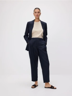 Reserved - Spodnie carrot z dodatkiem wełny - granatowy