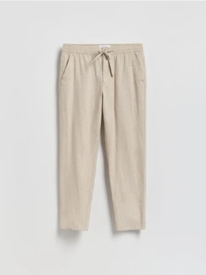 Reserved - Spodnie carrot z lnem - beżowy