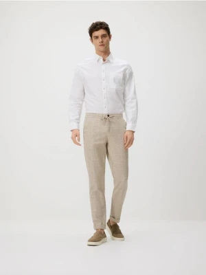 Reserved - Spodnie carrot z lnem - beżowy