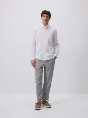 Reserved - Spodnie carrot z lnem - ciemnoszary