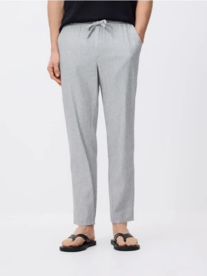 Reserved - Spodnie carrot z lnem - ciemnoszary