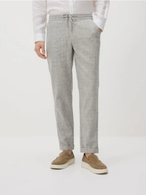 Reserved - Spodnie carrot z lnem - jasnoszary