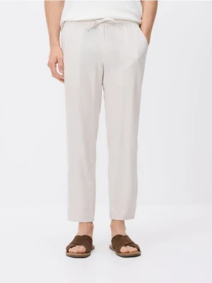 Reserved - Spodnie carrot z lnem - jasnoszary