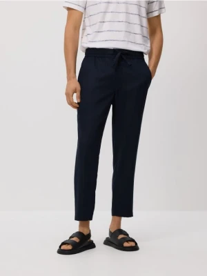 Reserved - Spodnie carrot z lyocellem - granatowy