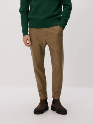 Reserved - Spodnie carrot z wiązaniem - beżowy