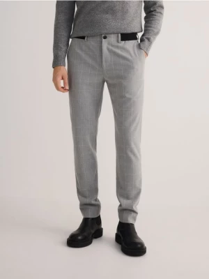 Reserved - Spodnie chino slim fit w kratę - jasnoszary