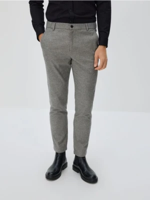 Reserved - Spodnie chino slim w kratę - ciemnoszary